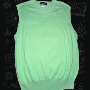 Bullock & Jones Cotton Cashmere Sweater Large Green Golf Preppy Mens Knit